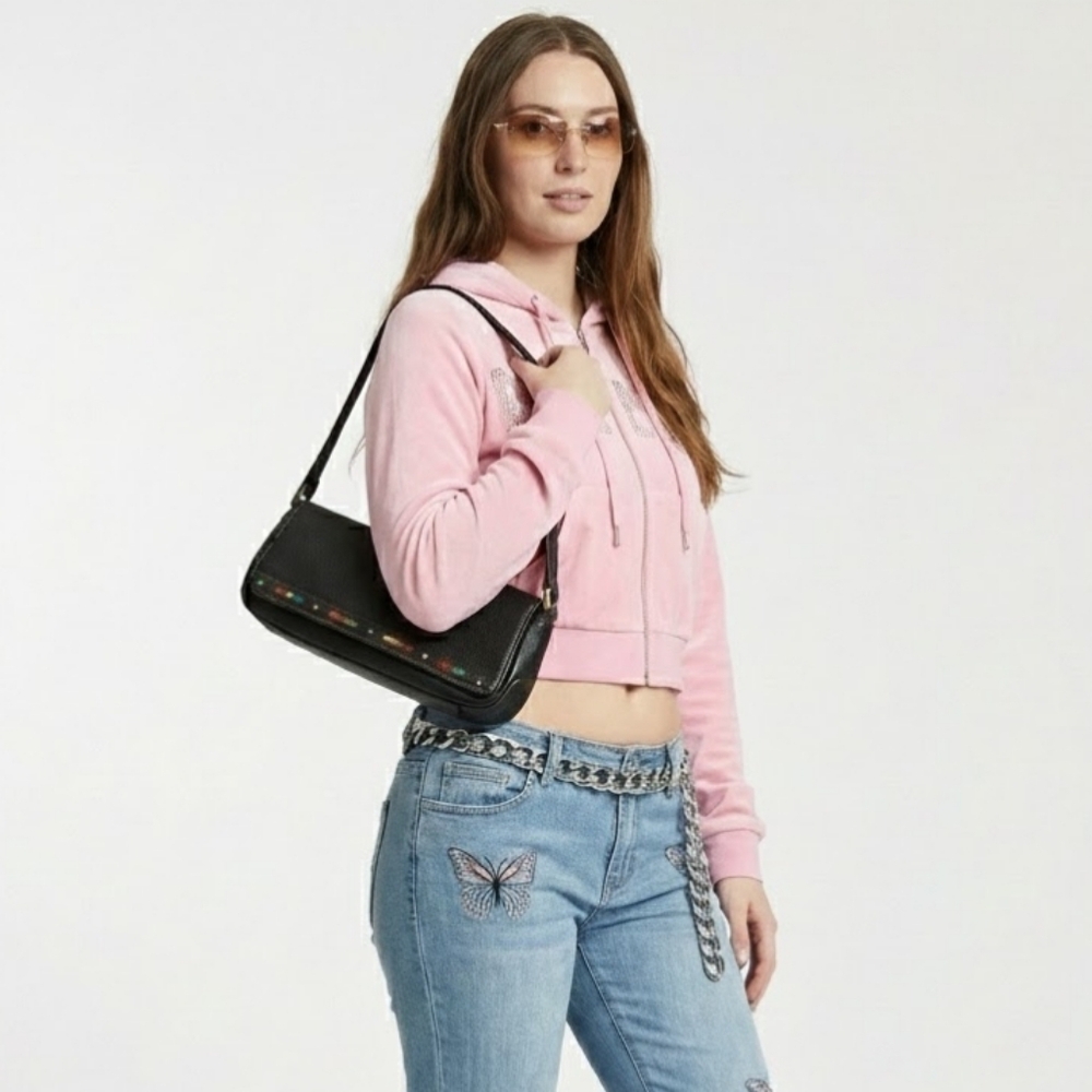 LIZ CLAIBORNE Faux Leather Shoulder Bag Handbag Baguette Y2K Vibe (Read/Look)‎